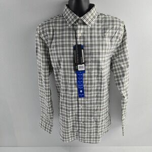 NWT Banana Republic dress shirt slim fit plaid button down mens 17.5 36 green XL